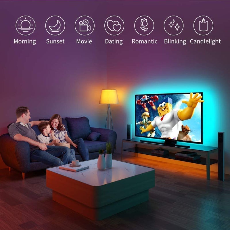 SMY Lighting LED TV Backlight,SMY USB LED Strip Light,RGB Multi-Colour LED Light Strip Kit Waterproof IP65, 60LED with Wireless Remote Controller for TV/PC/Laptop Bias Lighting (6.56Ft) - Image 2